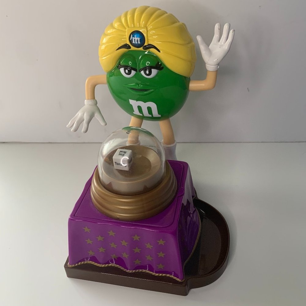 M&M's Fortune Teller Candy Dispenser Green Pop-Up Dice Bubble 2008 By Mars
